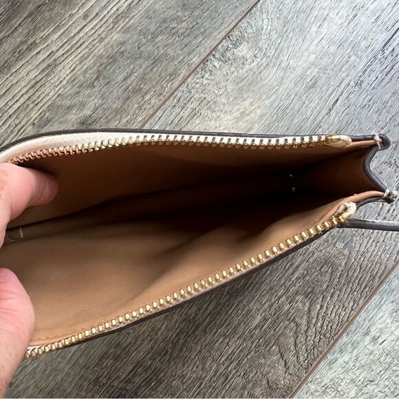 Michael Kors Mini Belt Bag Wristlet Purse Medium Cream Grey Tan Vegan Leather - Picture 8 of 12